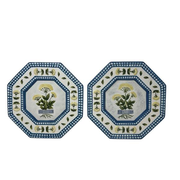 Yankee Candle Dill Herbs Decorative Plate Wall Handing Set Of 2 - Picture 1 of 10